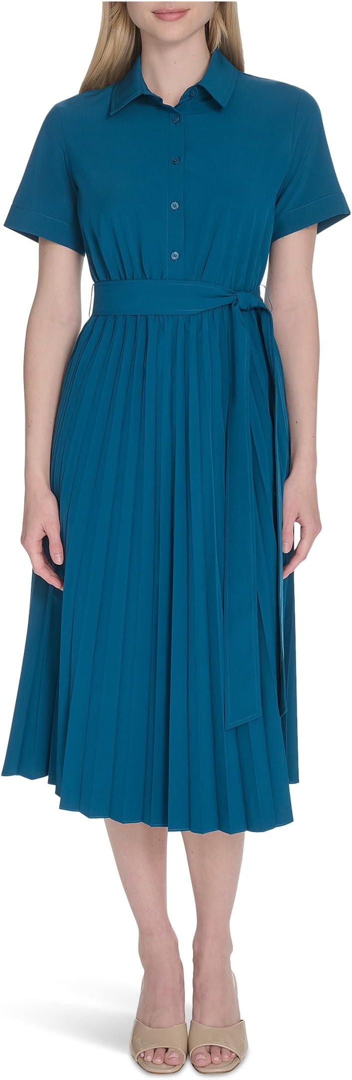 

Платье Calvin Klein Commuter Pleated Shirt Dress, цвет Cypress