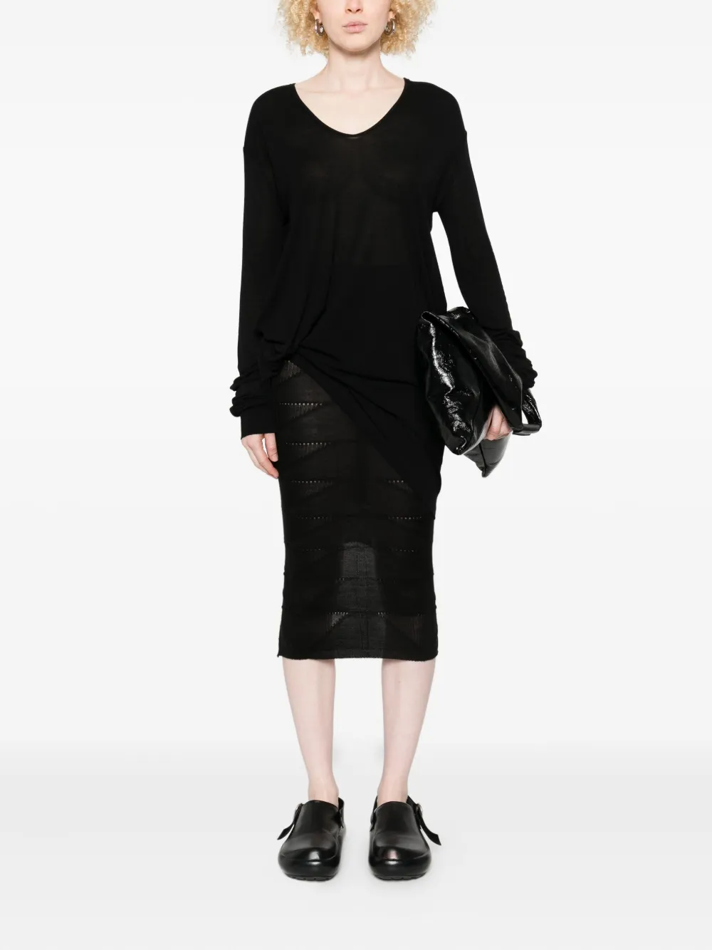 Юбка из шерсти с геометрическим узором Rick Owens — фото 2