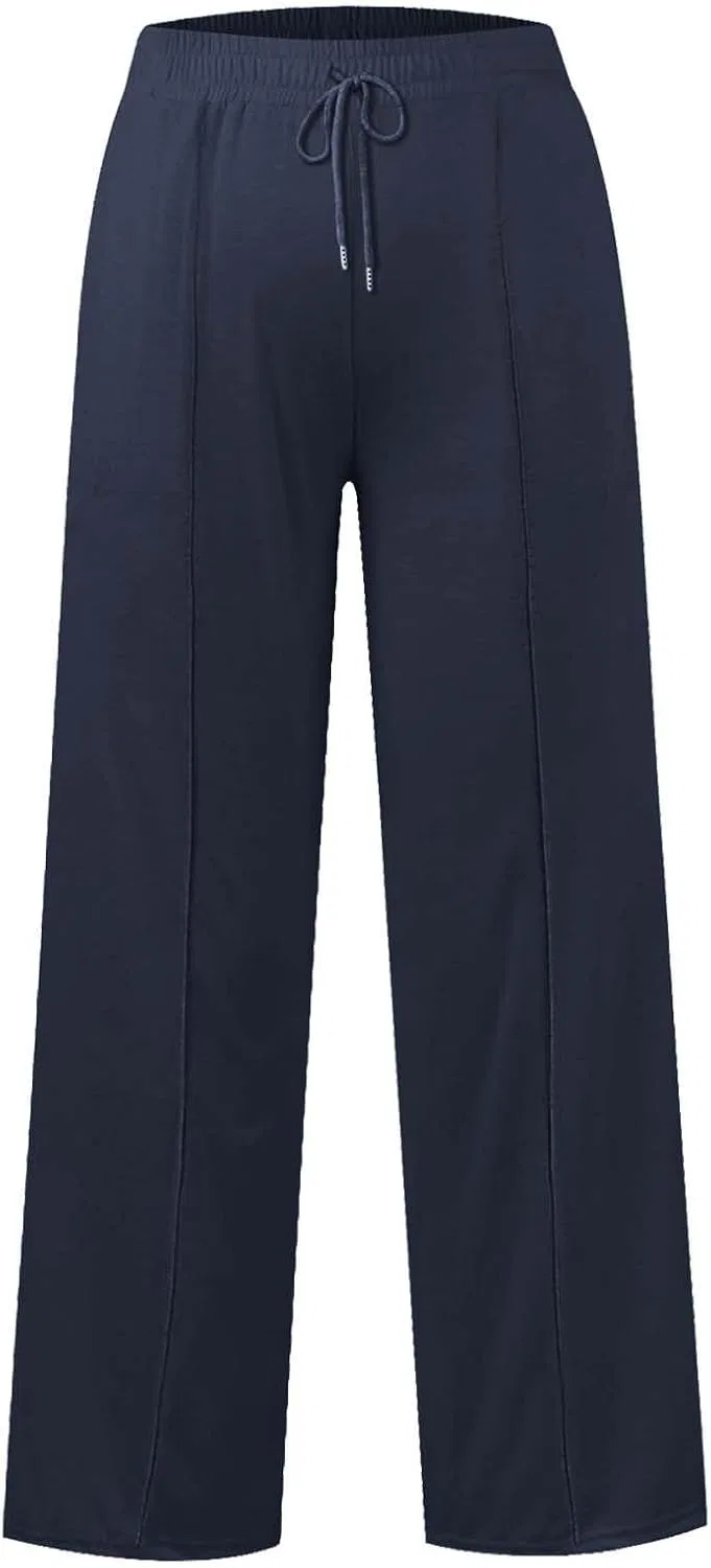 Женские широкие спортивные брюки, Oversized, на завязке, 4-Dark Blue — фото 2