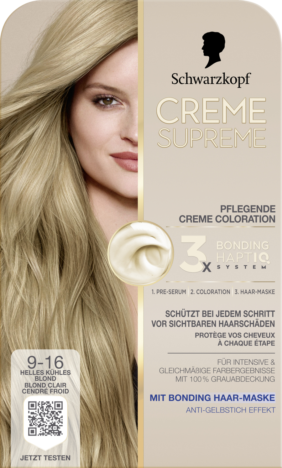 

Краска для волос CREME SUPREME Pflegende Coloration 9-16 Helles Kühles Blond