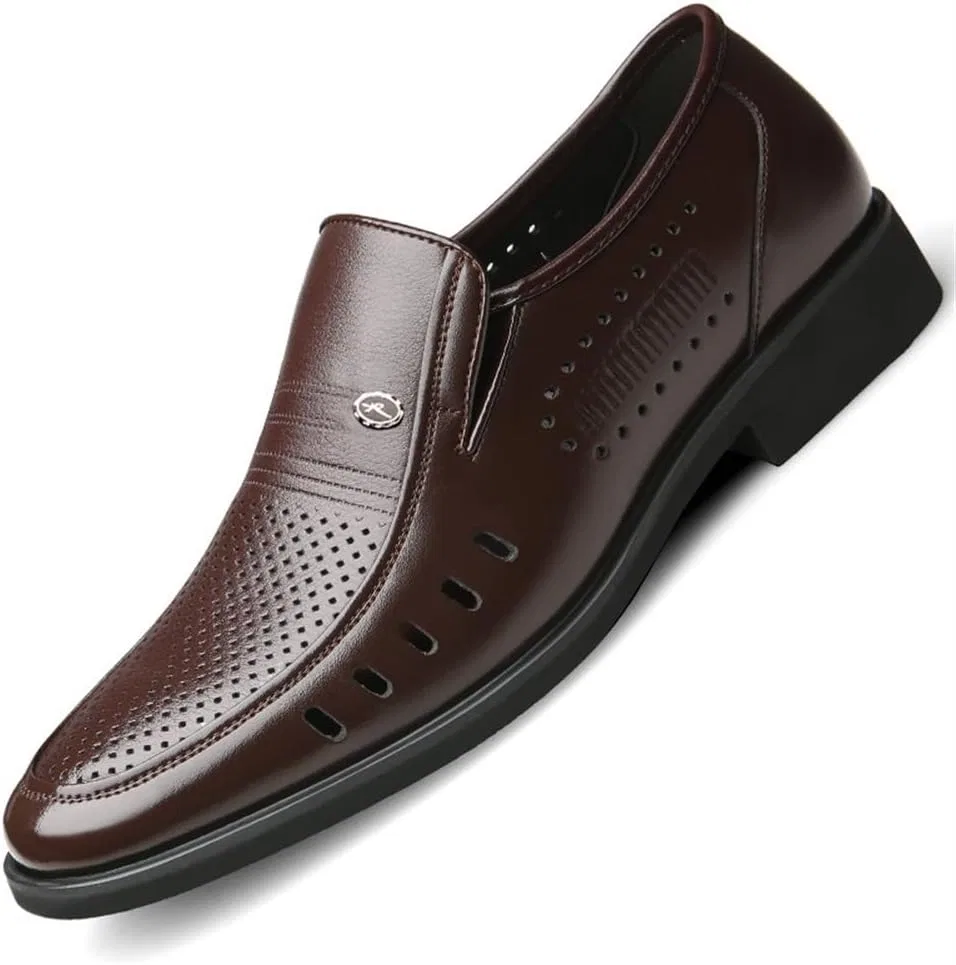 Туфли кожаные перфорированные на шнуровке, Brown UOPYNE