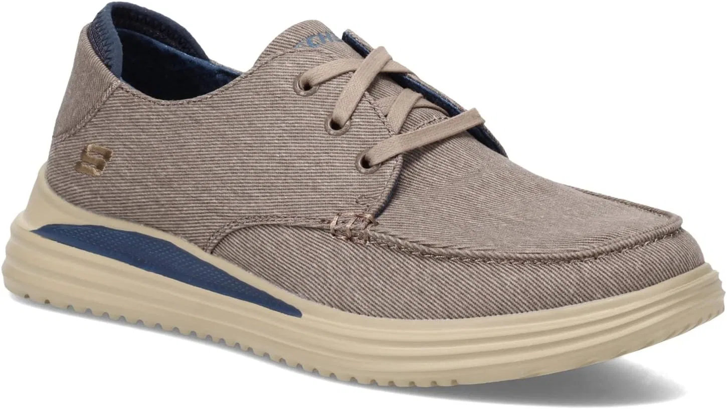 Мужские проверенные туфли на плоской подошве Skechers Forenzo, Khaki Washed Canvas — фото 2