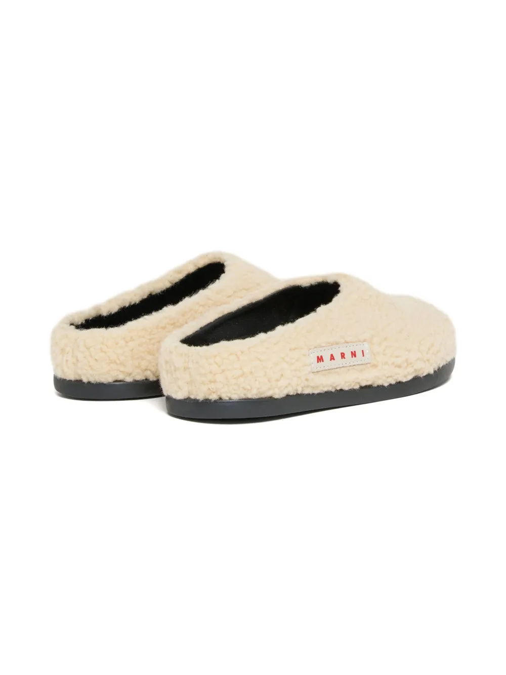 Сандалии без застежек с фактурой Тедди Marni Kids, нейтральный — фото 3