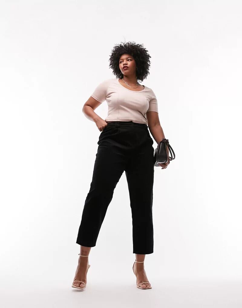 

Черные вельветовые зауженные брюки Topshop Curve