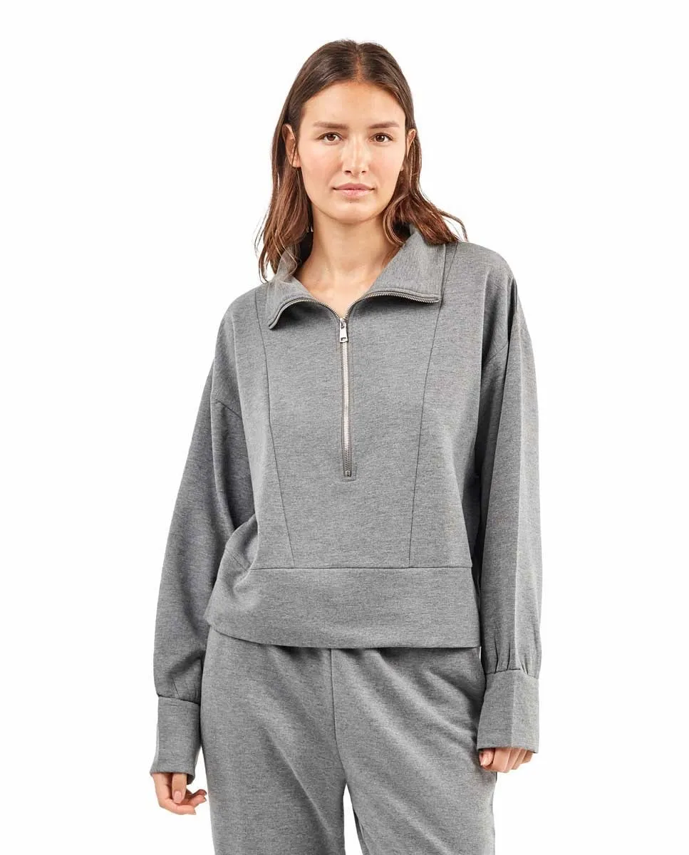 

Женская флисовая толстовка с высоким воротником и двойной молнией Gisela, серый