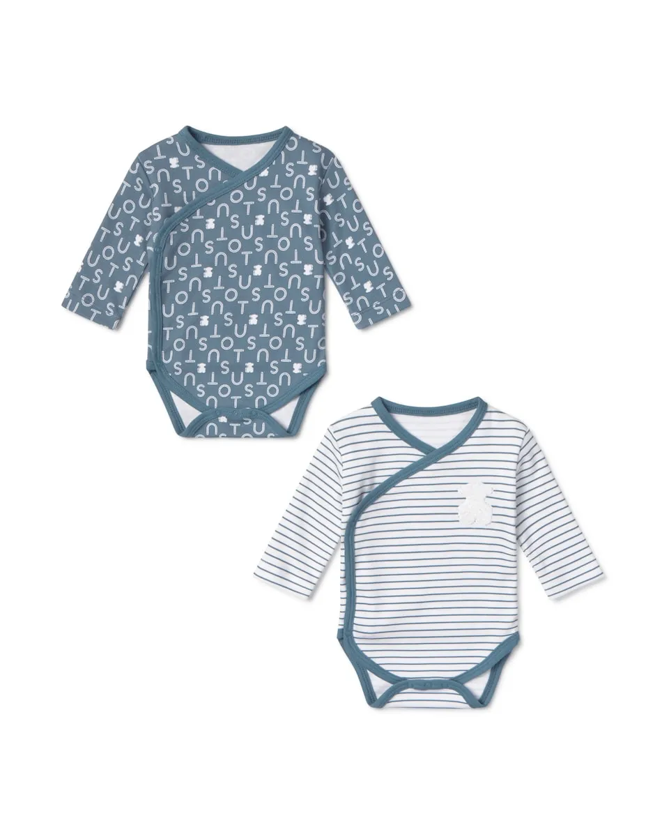 

Набор боди для малышей из хлопка с принтом и в полоску Tous, синий/белый