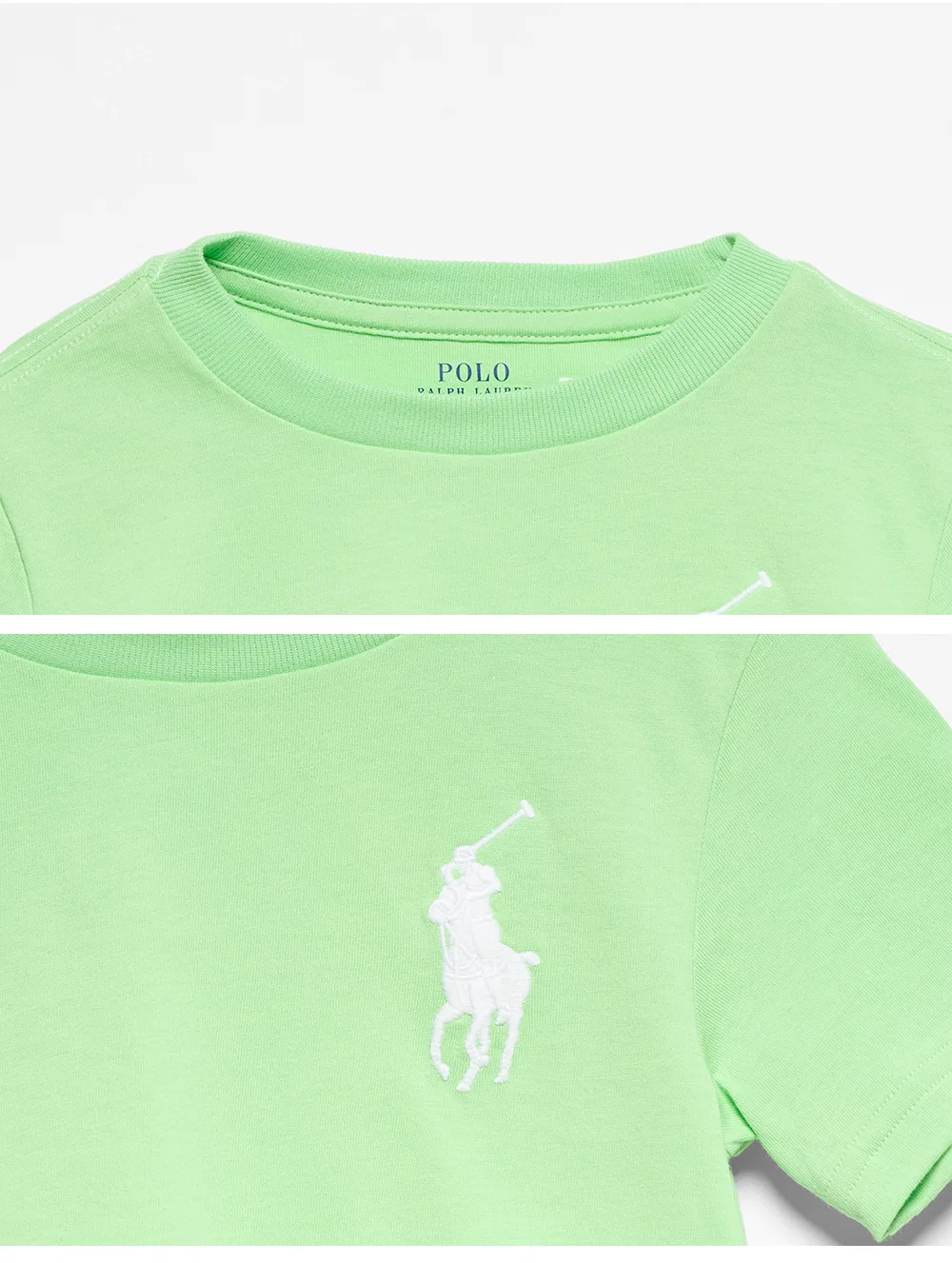 Детская хлопковая футболка Big Pony зелёная от Polo Ralph Lauren Children — фото 4