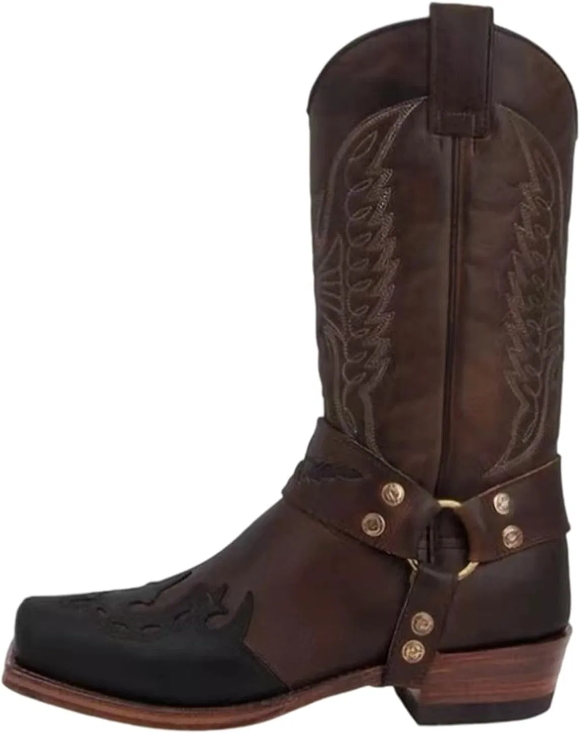 Generisch Westernstiefel Lederstiefel Cowboy Stiefel Trachtenschuhe Western Stiefeletten Ковбойские ботинки Reitstiefel Klassisch Cow Boy Retro, 01 Brown