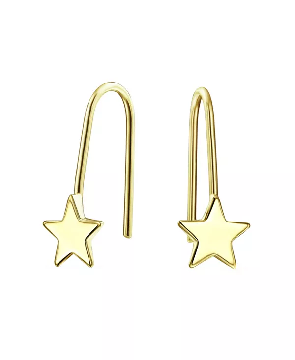 

Минималистичные миниатюрные серьги-нити в виде небесной американской патриотической рок-звезды из 14-каратного желтого золота Bling Jewelry, gold-tone