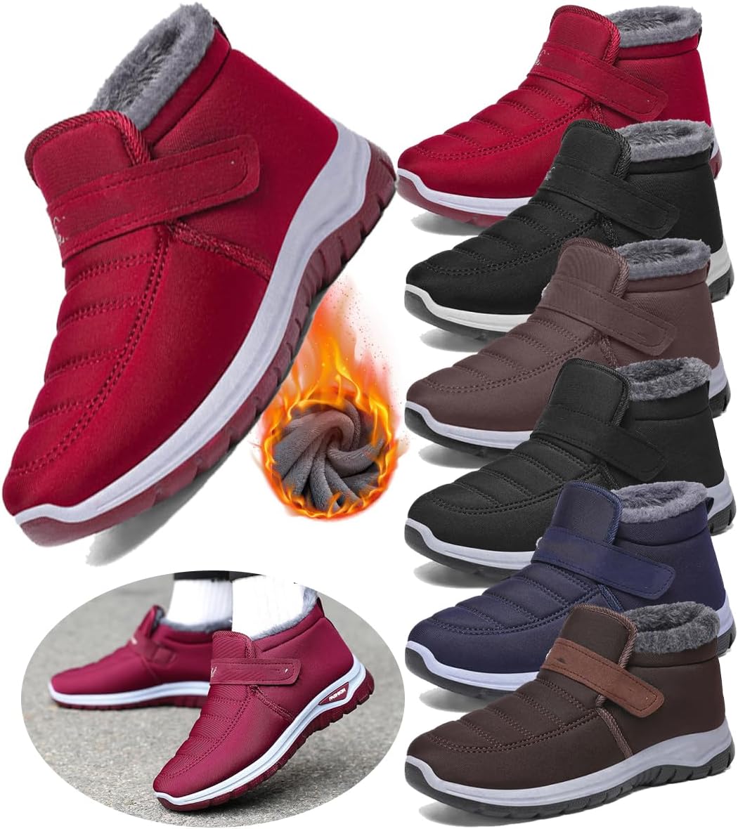 

Женские зимние ботинки черного цвета с теплым мехом, на липучке, короткие снегоступы, удобные и водонепроницаемые; мужские зимние ботинки водонепроницаемые; модная зимняя обувь для максимального комфорта Generic