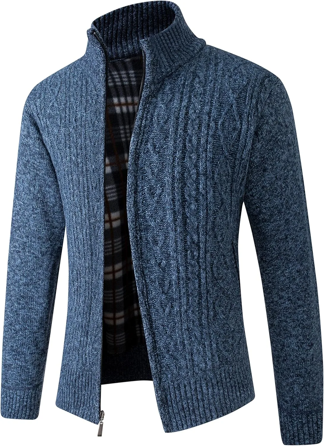 

Кардиган JYG для мужчин с полной застежкой-молнией, воротником-стойкой и двумя передними карманами