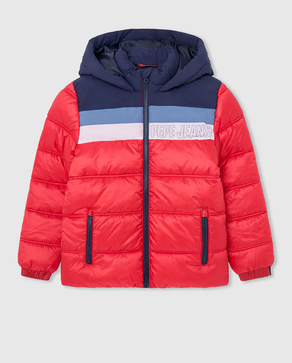 

Стеганое пальто с капюшоном для мальчика Pepe Jeans, красный