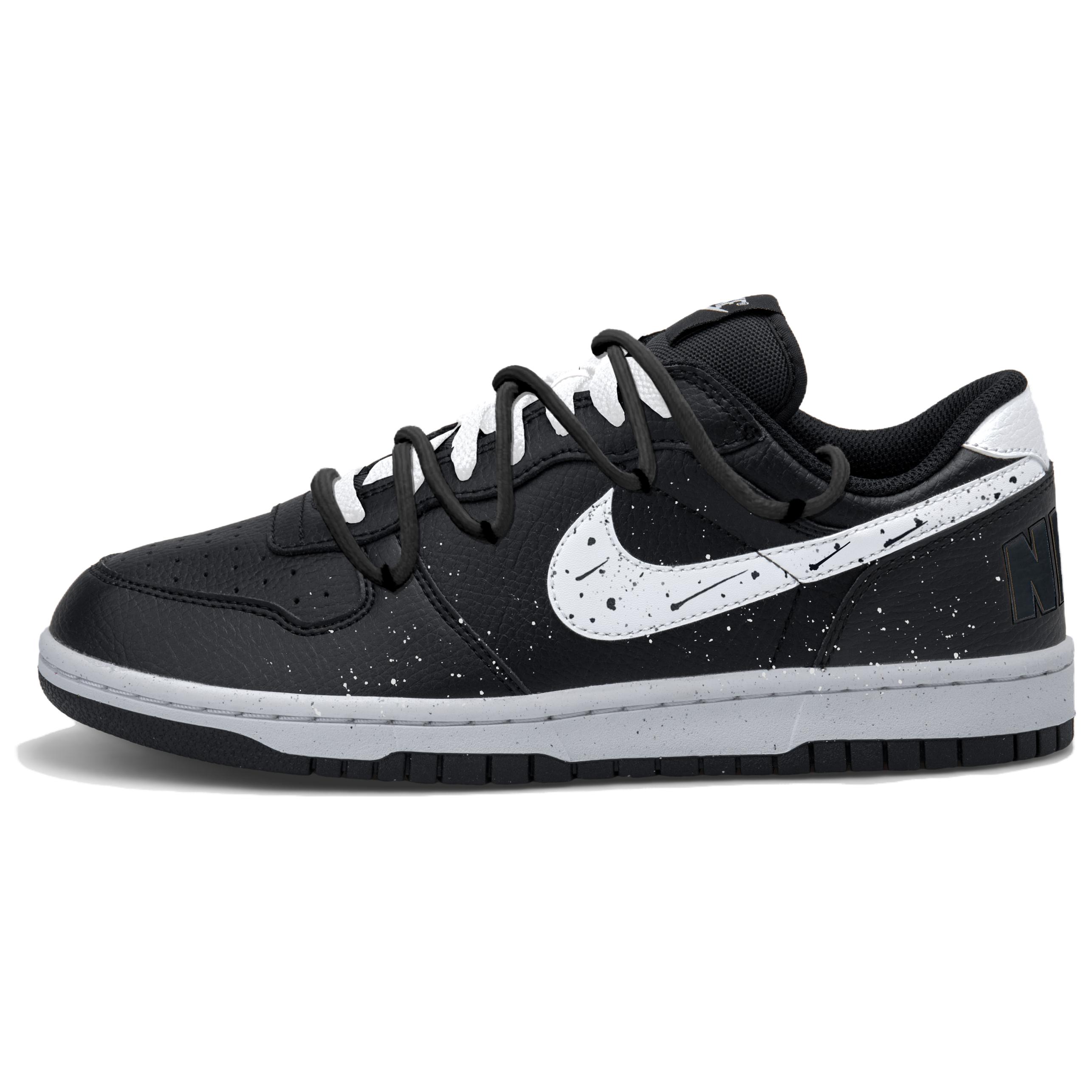 

Nike Большие низкие скейтбордистские кроссовки для мужчин, черный с белым