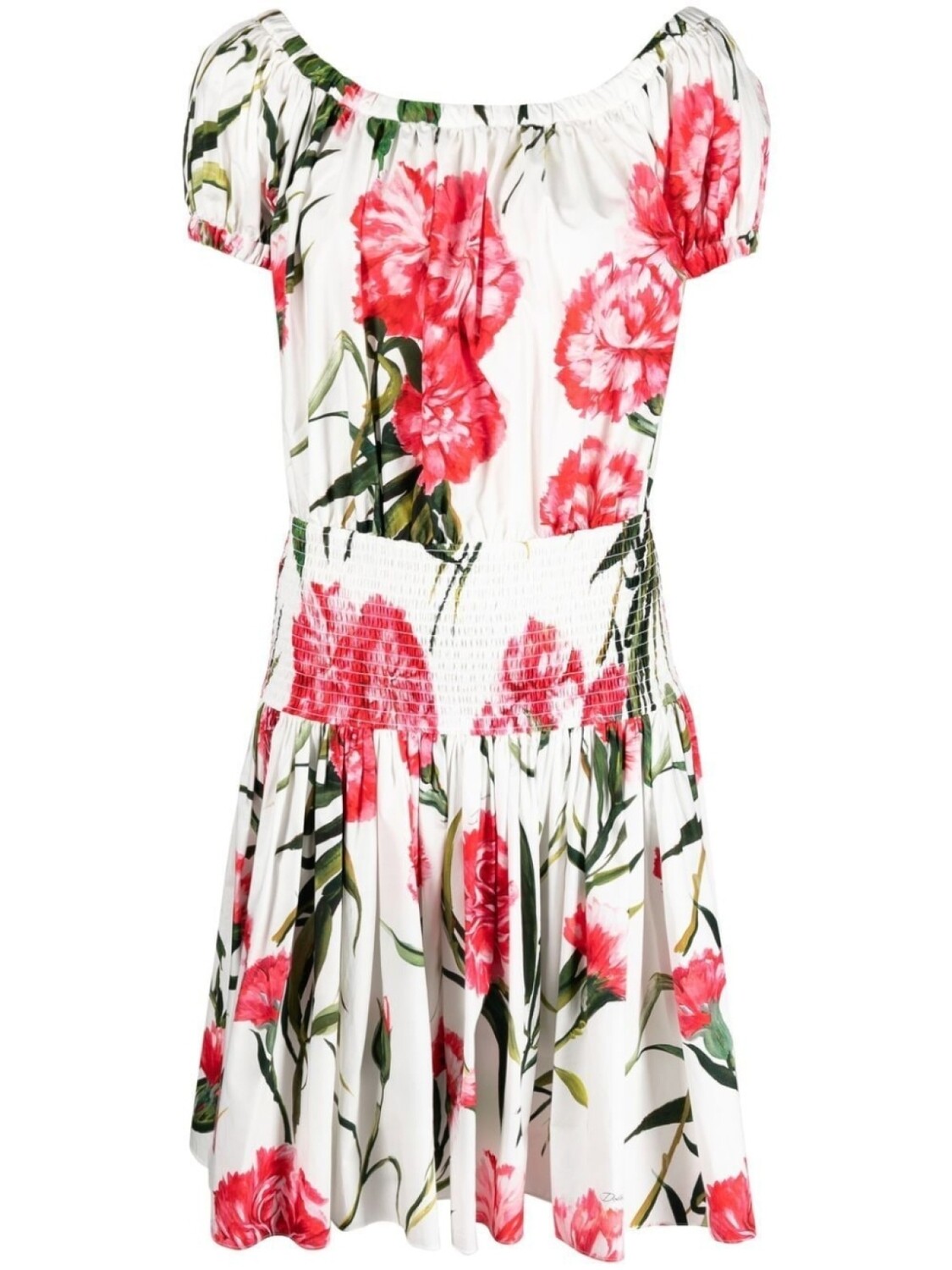 

Dolce & Gabbana расклешенное платье мини с принтом Carnation, белый