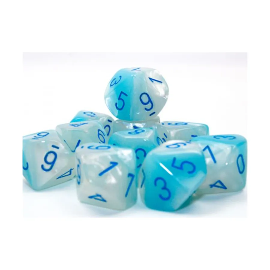 

d10 Pearl Luminary Бирюзово-Белый с Синим (10), Dice - Gemini - d10 (Chessex)