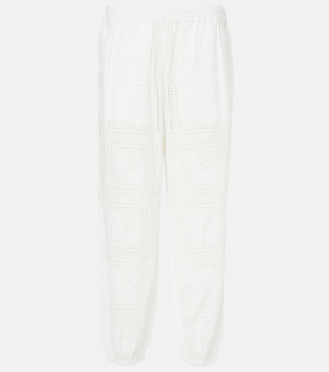 

Укороченные брюки из хлопка Broderie Anglaise Tory Burch, белый