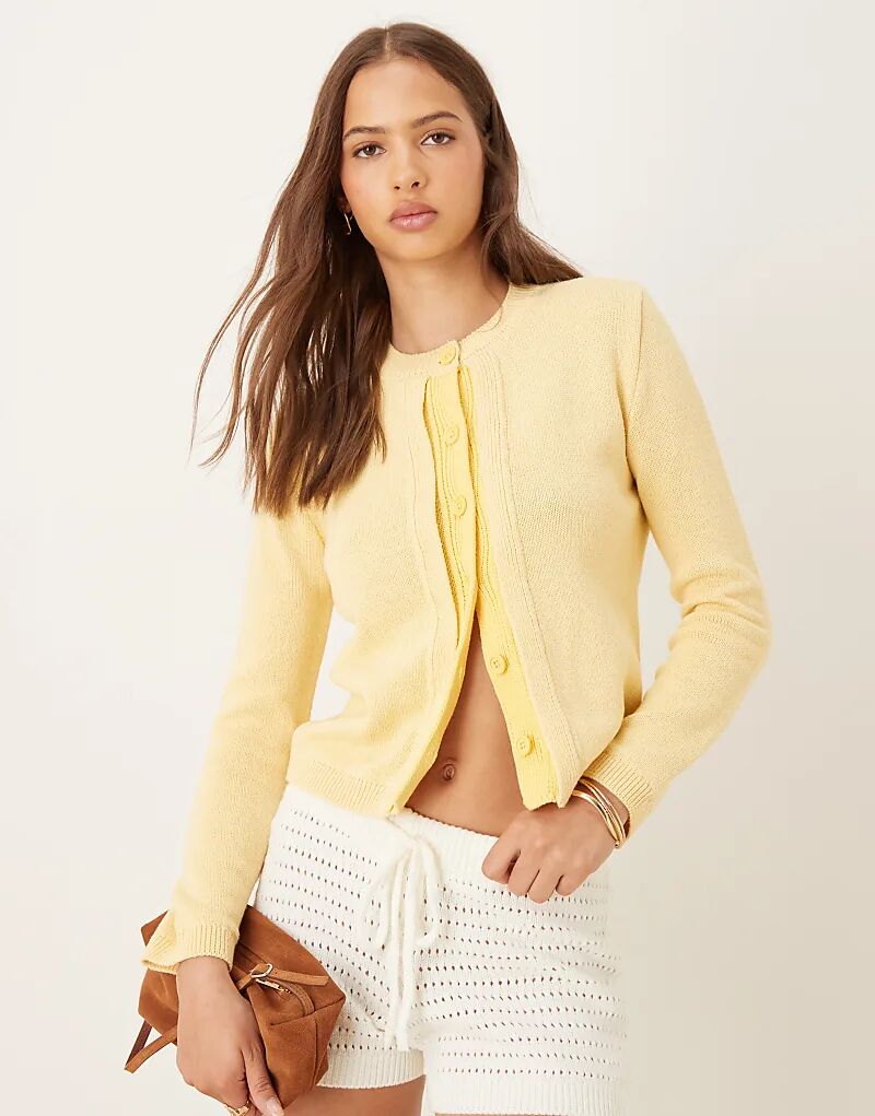 

Кардиган ASOS DESIGN лимонного цвета с двойной планкой