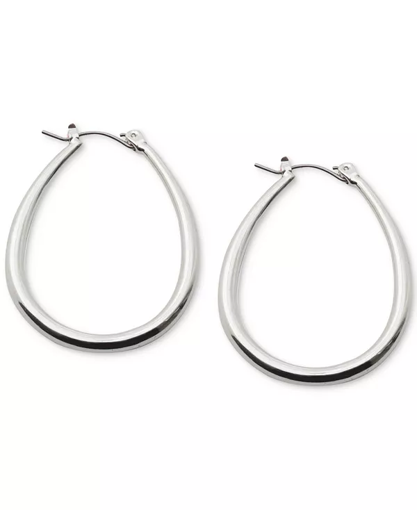 

Удлиненные маленькие серьги-кольца 1 дюйм Lauren Ralph Lauren, silver