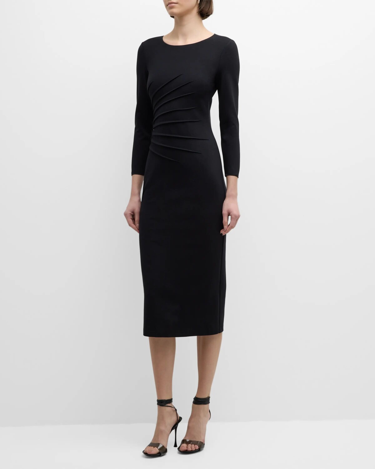 

Платье-футляр миди из плиссированного трикотажа Emporio Armani, цвет Black