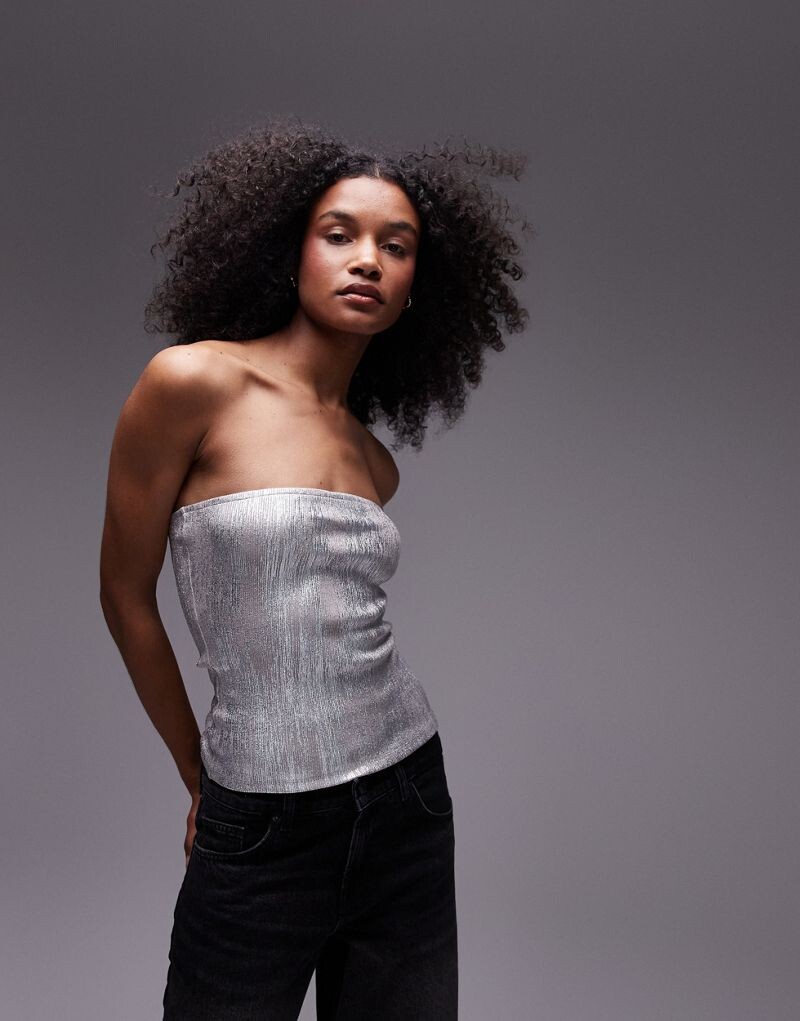 

Topshop - Топ-бандо серебристого цвета с фольгой