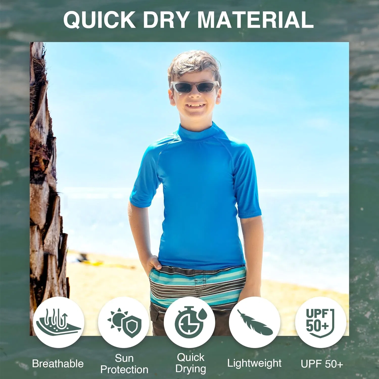 Детская солнцезащитная футболка Kanu Surf Boys' Fiji UPF 50+, Royal — фото 2