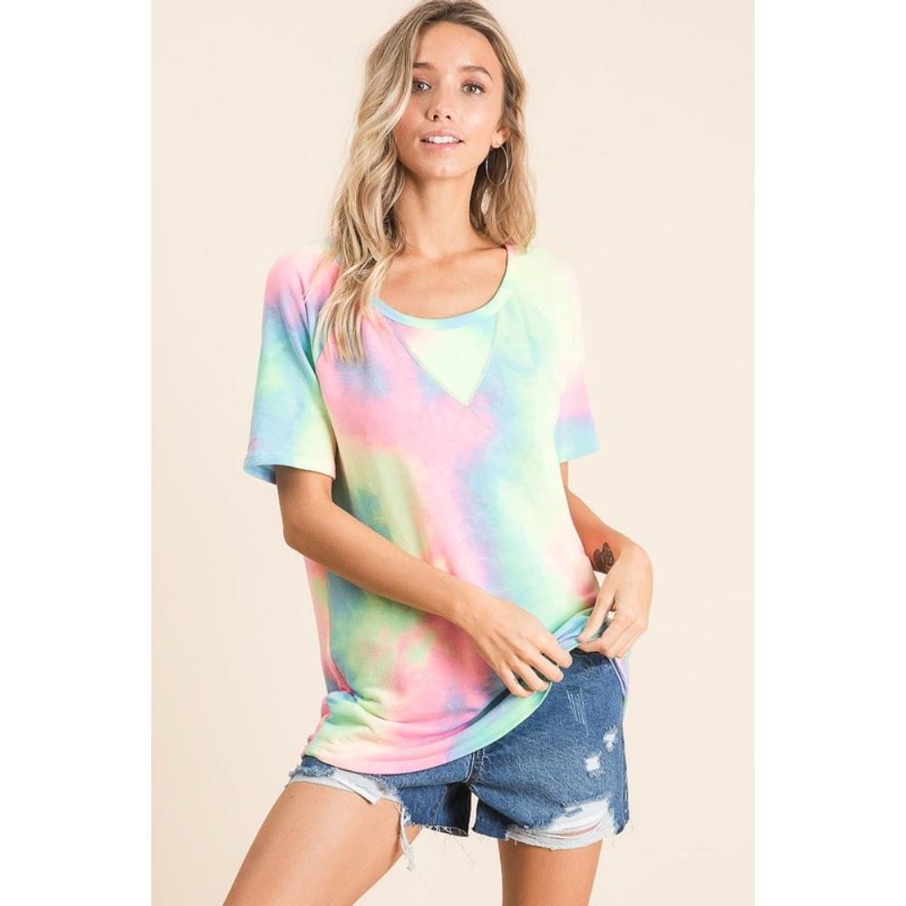 

Топ из французской махровой ткани с принтом в стиле тай-дай TRUEDAMES, pastel multi