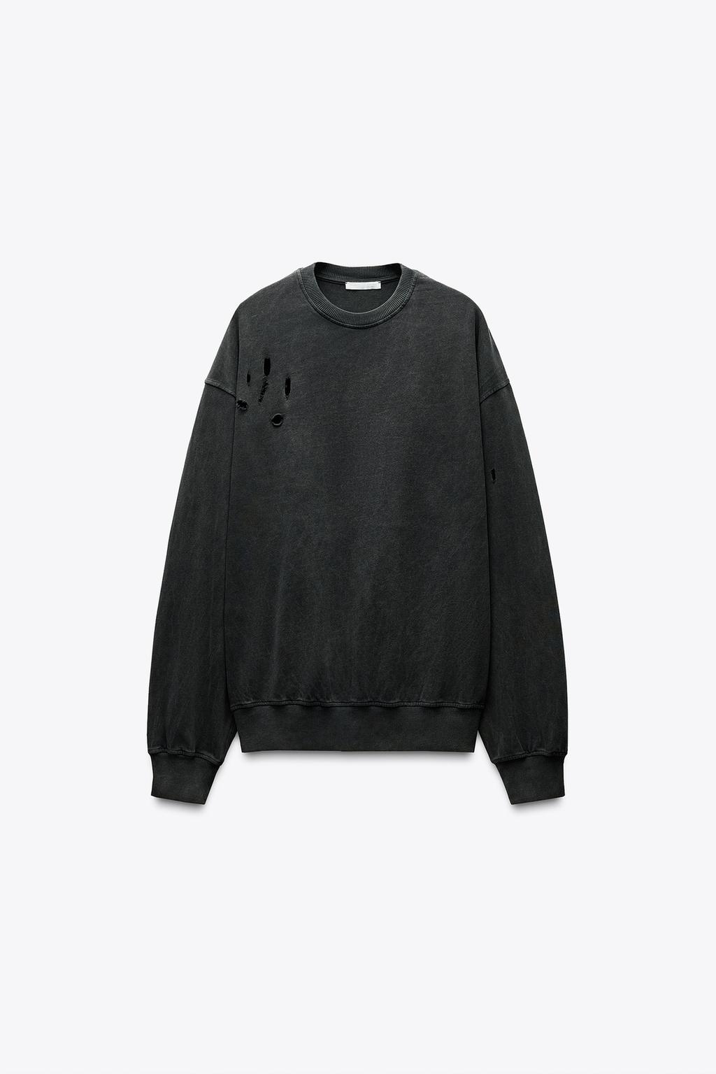 

Рваная толстовка большого размера ZARA, цвет Charcoal grey