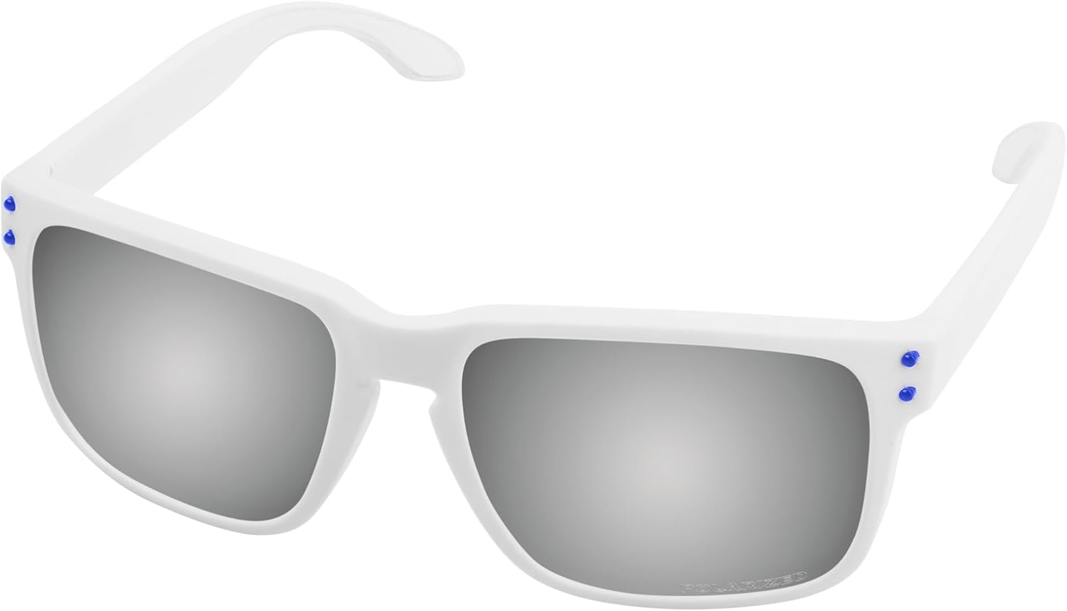 

Квадратные поляризованные солнцезащитные очки для мужчин и женщин, для активного отдыха, вождения, езды на велосипеде, с линзами, защищающими от УФ-излучения UV400 LenzReborn, White Frame Blue Rivet Silver Grey Lens