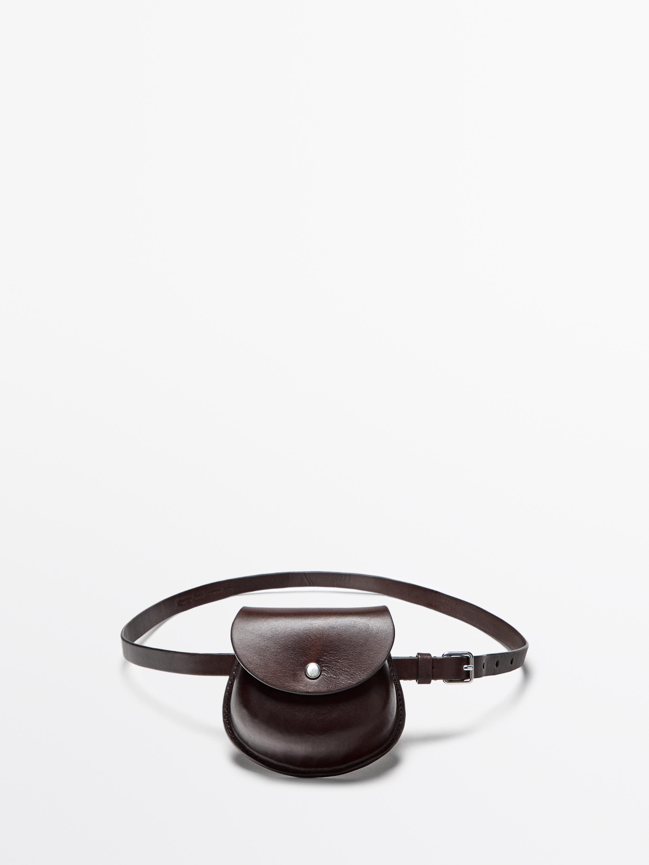 

Ремень-Кошелек из кожи наппа Massimo Dutti, коричневый