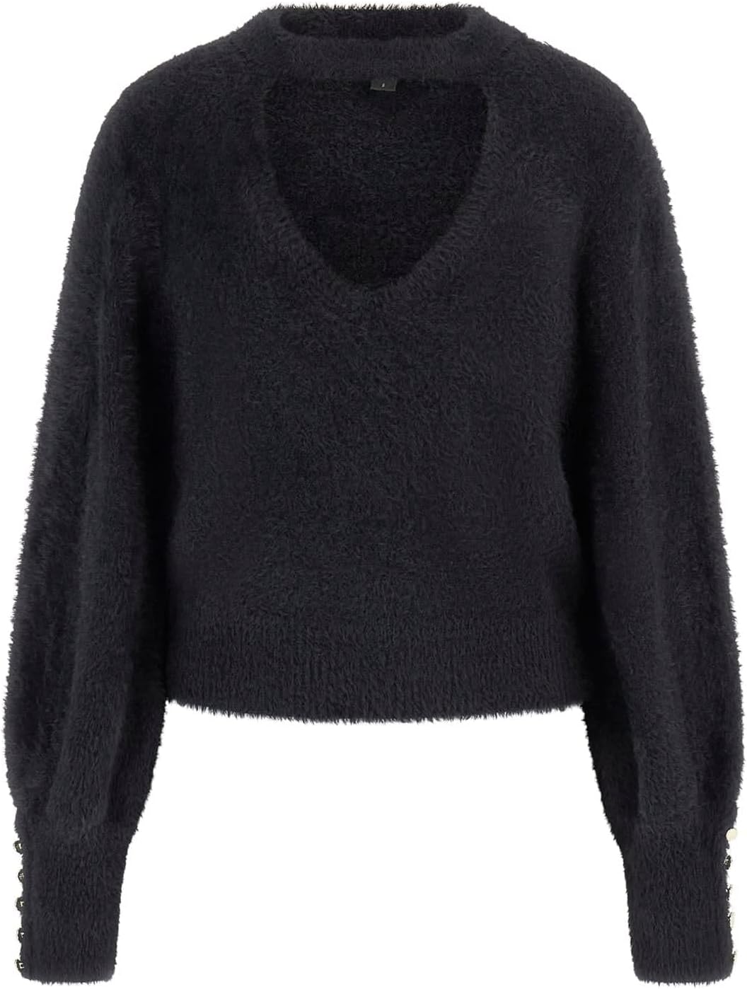 

Женский свитер Guess с длинным рукавом Yuki Fuz и вырезом, Jet Black