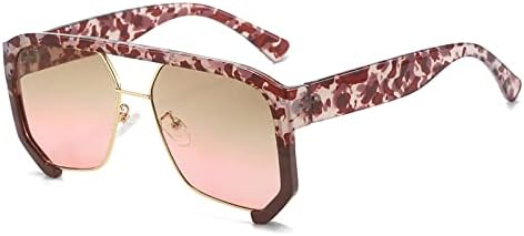 

Солнцезащитные очки в полуободковой квадратной оправе 2027 года для женщин и мужчин в стиле панк-ретро, ​​винтажные, с защитой от УФ-излучения UV400 MTZJH, Leopard Tea Pink