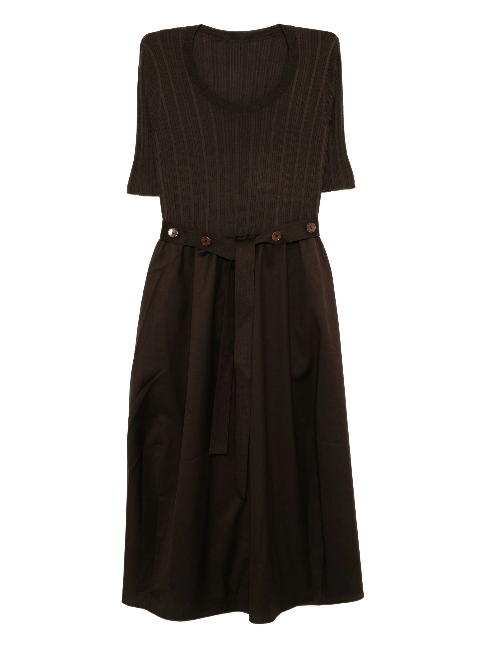 

Шерстяное платье с короткими рукавами Less, коричневый