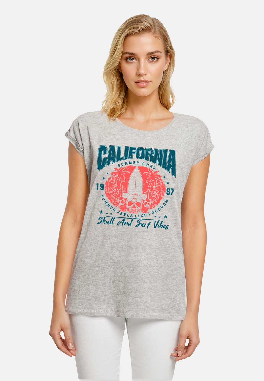 

Футболка с принтом CALIFORNIA SKULL SUMMER VIBES F4NT4STIC, серый