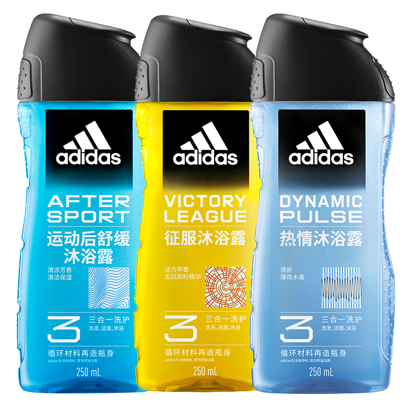 Мужские гели для душа Adidas, (soothing+ice point+source energy) 250ml+15ml sample — фото 2