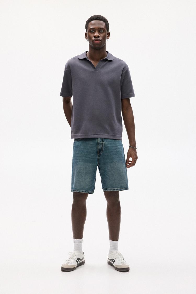 

Стандартные джинсовые шорты-бермуды Pull And Bear, синий