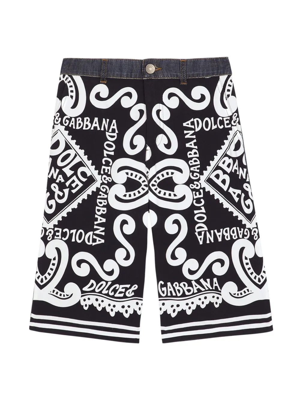 

Джинсовые шорты-бермуды с графичным принтом Dolce & Gabbana Kids, черный