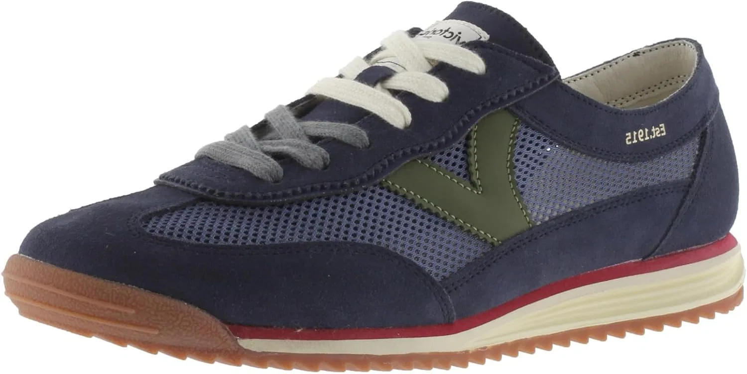 Мужские низкие кроссовки Victoria Saturno Mesh & Matching Split Leather Parts & Serrated Sole 1158106, морской