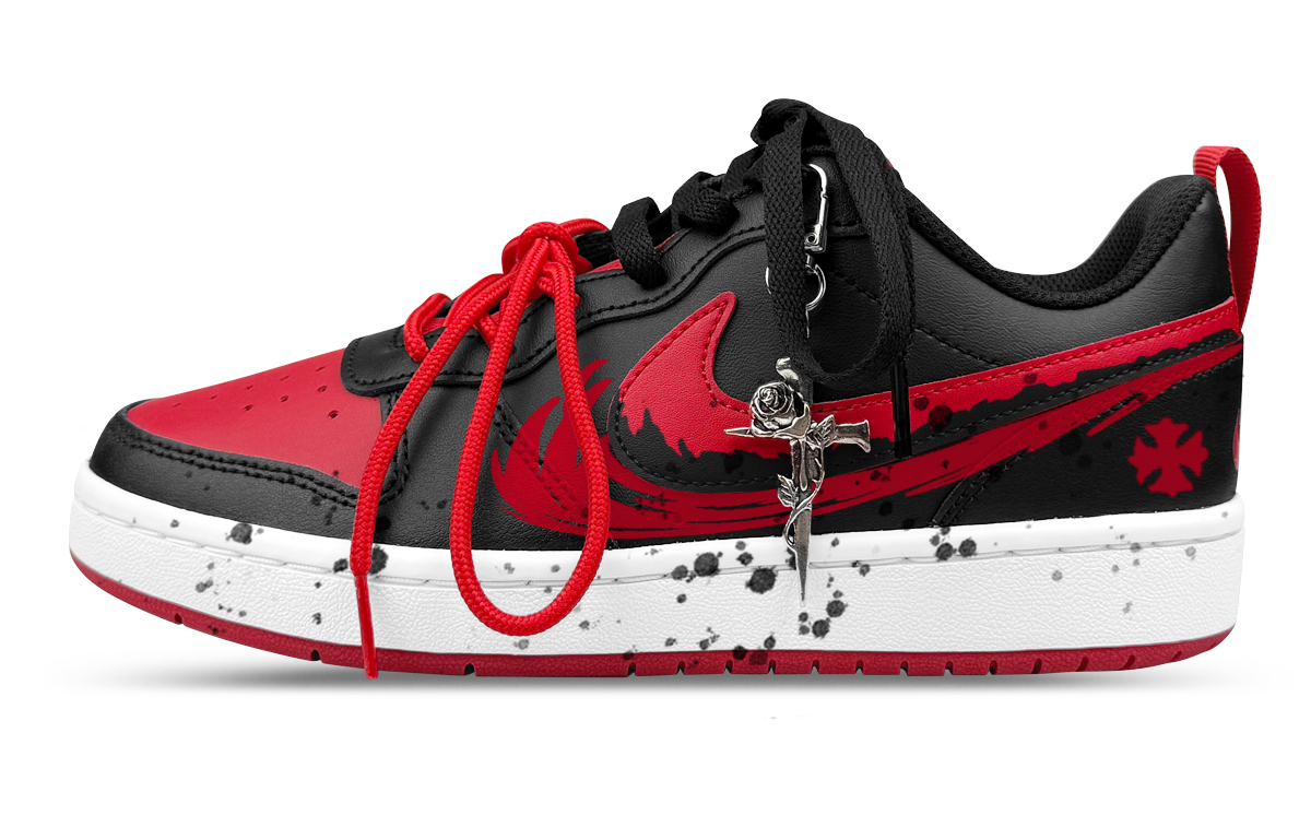 

Court Borough Leather Support Low top Детские скейтбординг кроссовки Nike, черный красный