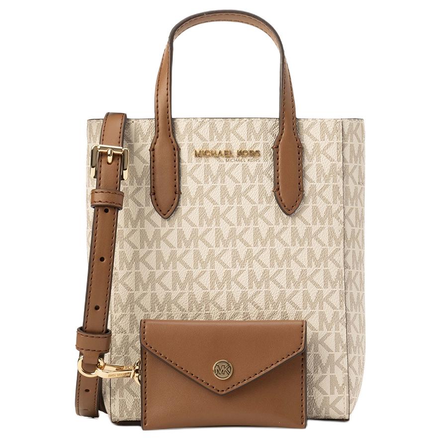 

Мини-сумка через плечо из лакированного полотна, женская, ванильно-белая MICHAEL KORS