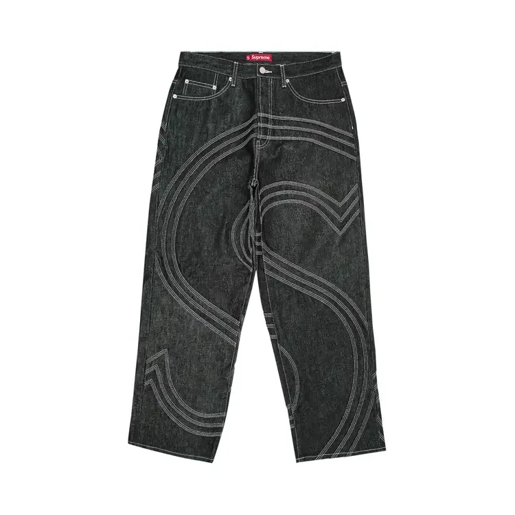 Джинсы Supreme S Logo Rigid Baggy Jean 'Rigid Black'