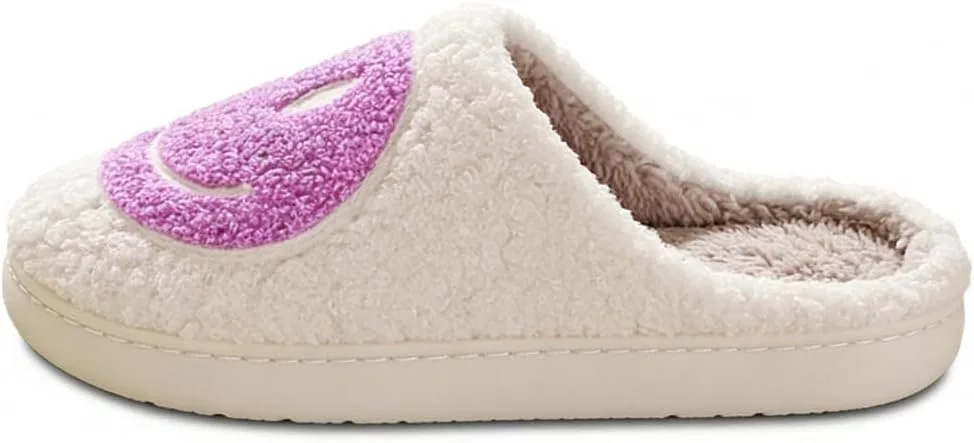 Тапочки с веселым лицом, мягкие, Warmbrand, бело-фиолетовые AIMINUO — фото 3