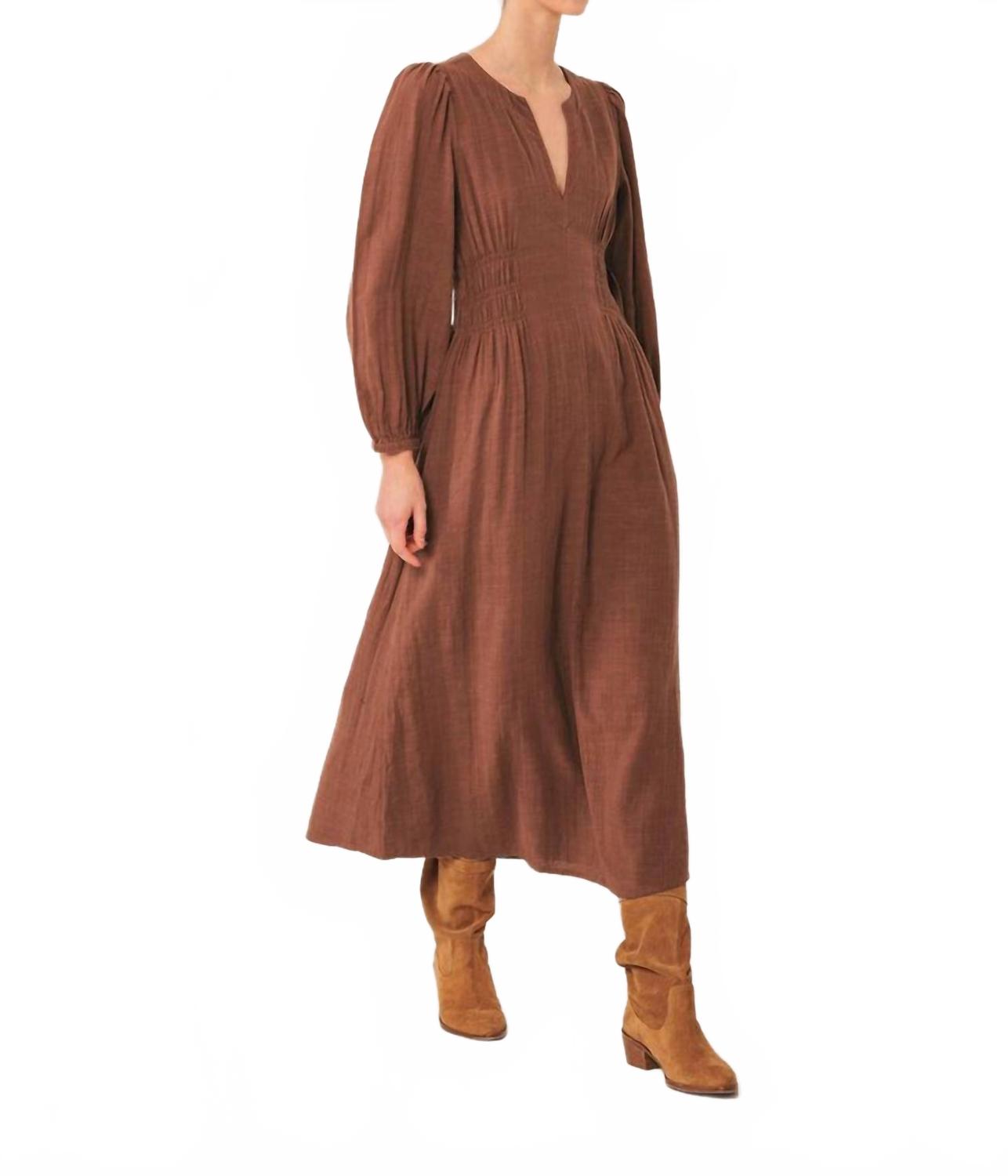 

Indi & cold Платье миди из крепового хлопка цвета табака