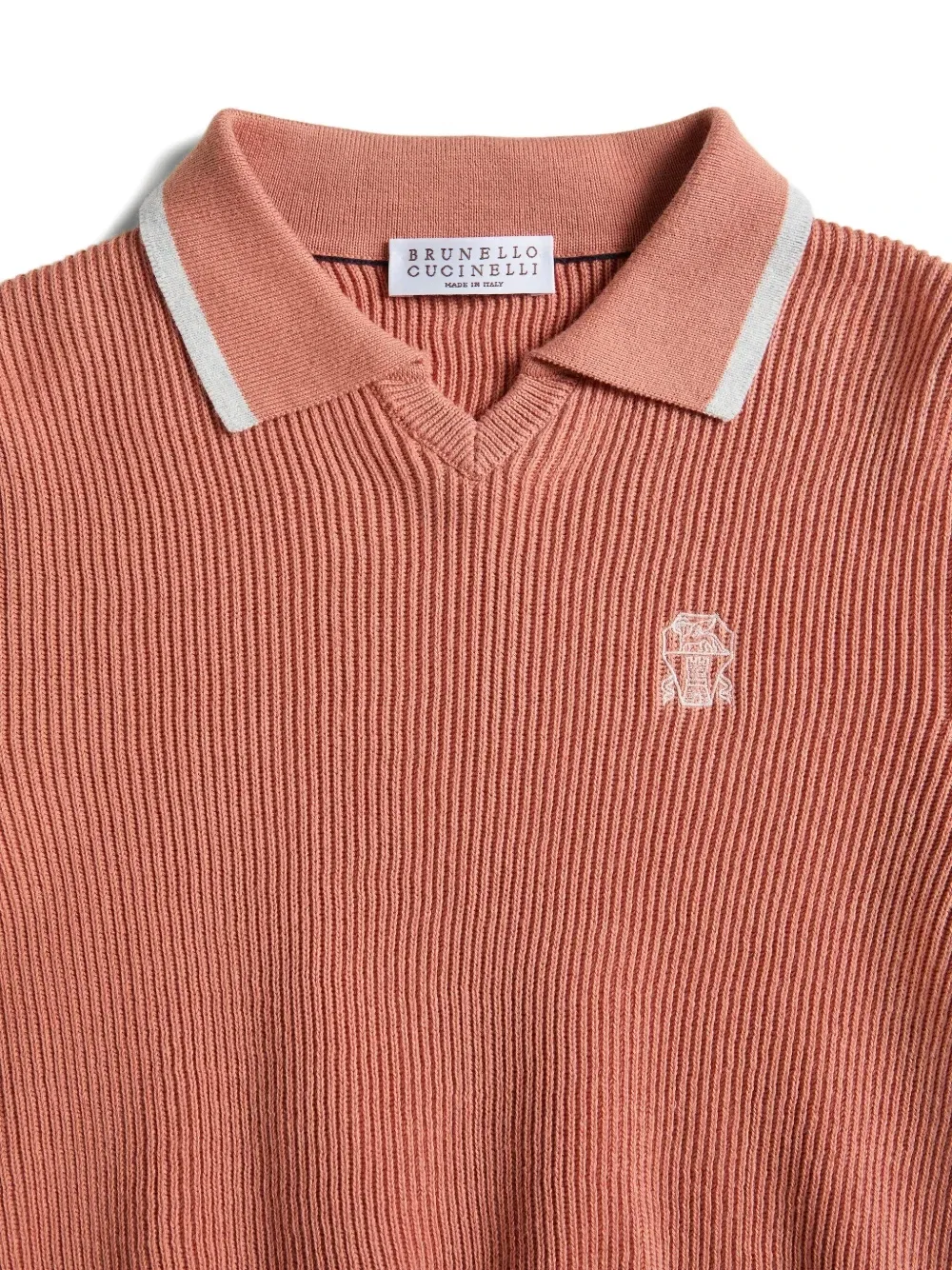 Рубашка поло English в рубчик с логотипом Brunello Cucinelli Kids, красный — фото 3