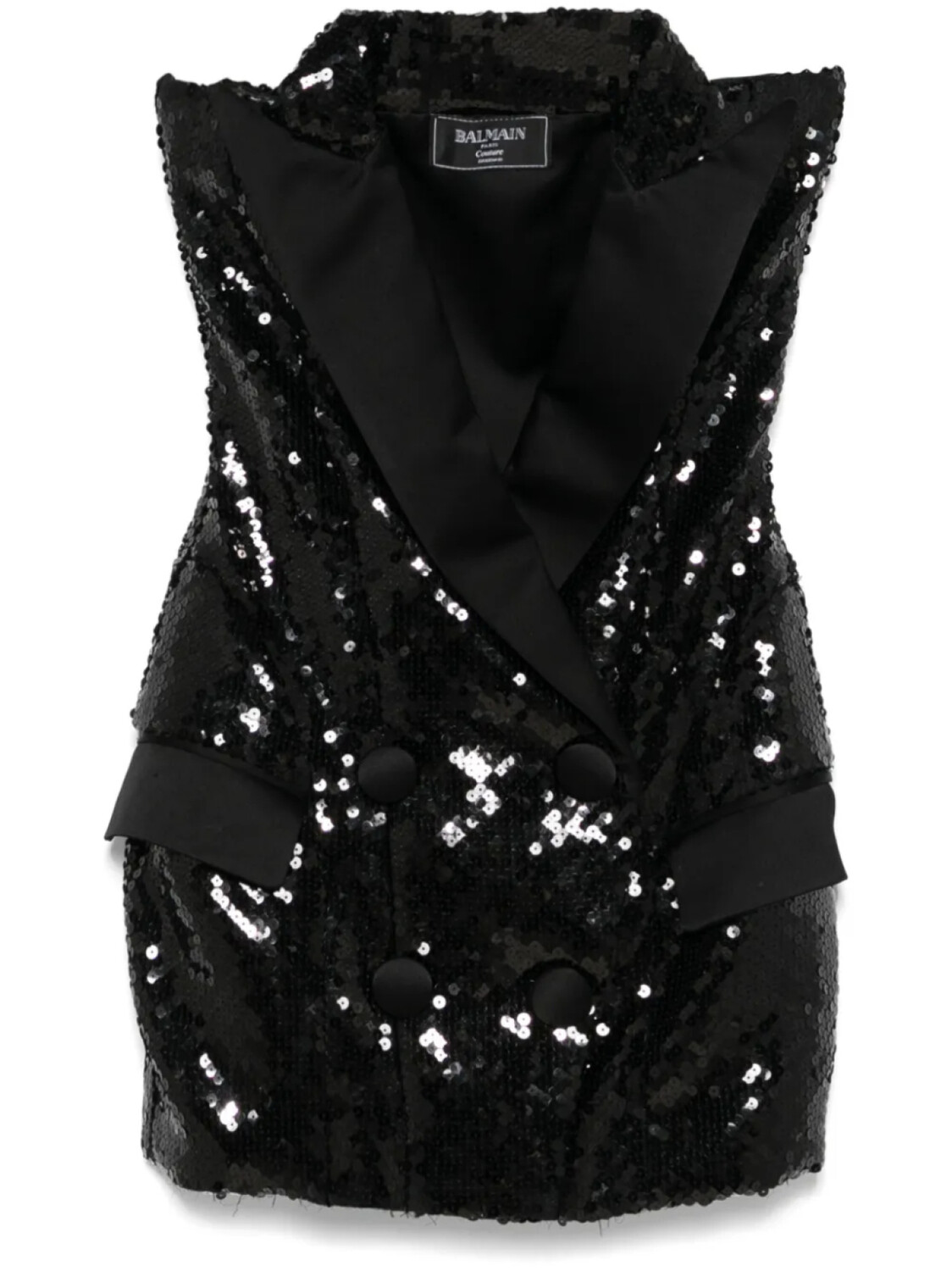 

Balmain платье мини с пайетками, черный