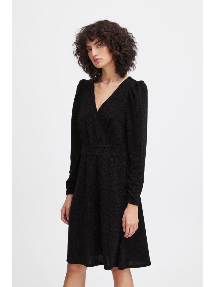 

Короткое платье ICHI Jerseykleid IHNELLY DR2 20120038 Modisches Blusenkleid mit V-Ausschnitt, черный