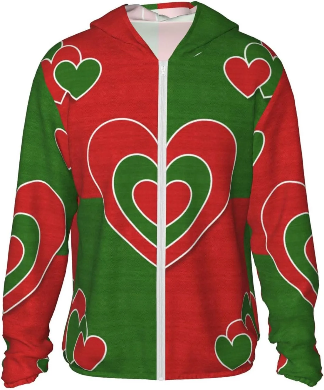 Толстовка с капюшоном Christmas Hearts Love, защита от солнца, легкая спортивная