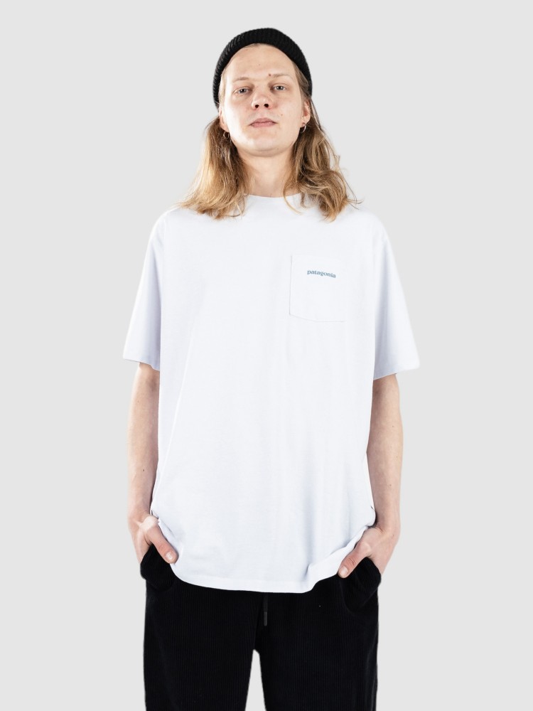 Футболка Patagonia Boardshort Logo Pocket Responsibili T-Shirt, white — фото 3