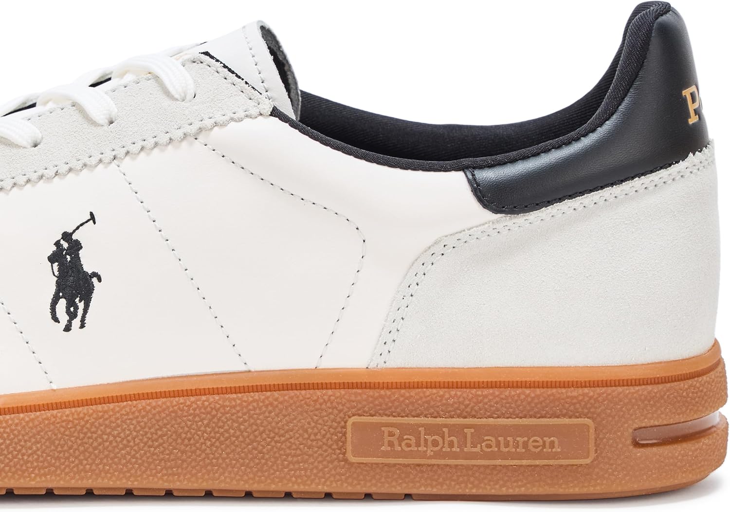 Polo Ralph Lauren мужские кожано-замшевые кроссовки Bedford, White/Black — фото 4