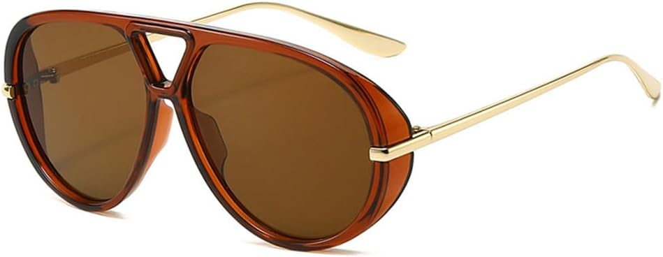 

Большие солнцезащитные очки с двойной перемычкой для мужчин и женщин, защита от ультрафиолета UV400, для занятий спортом на открытом воздухе, бега и езды на велосипеде FYTUP, Brown-brown