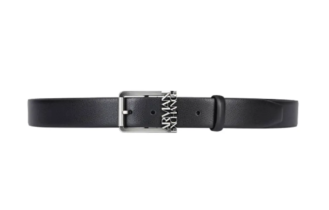 

ARMANI EXCHANGE Кожаный ремень с пряжкой-значком, Black